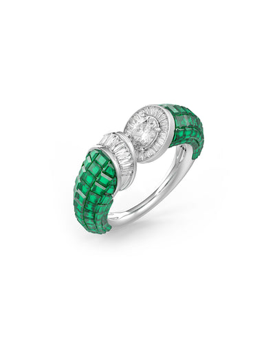 Emerald Green Twilight Enchantment Cocktail Ring