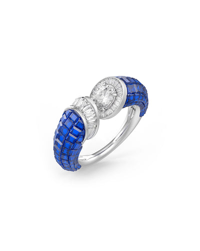 Blue Sapphire Twilight Enchantment Cocktail Ring