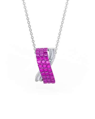 Ruby Foliage Twist Pendant With Silver Chain