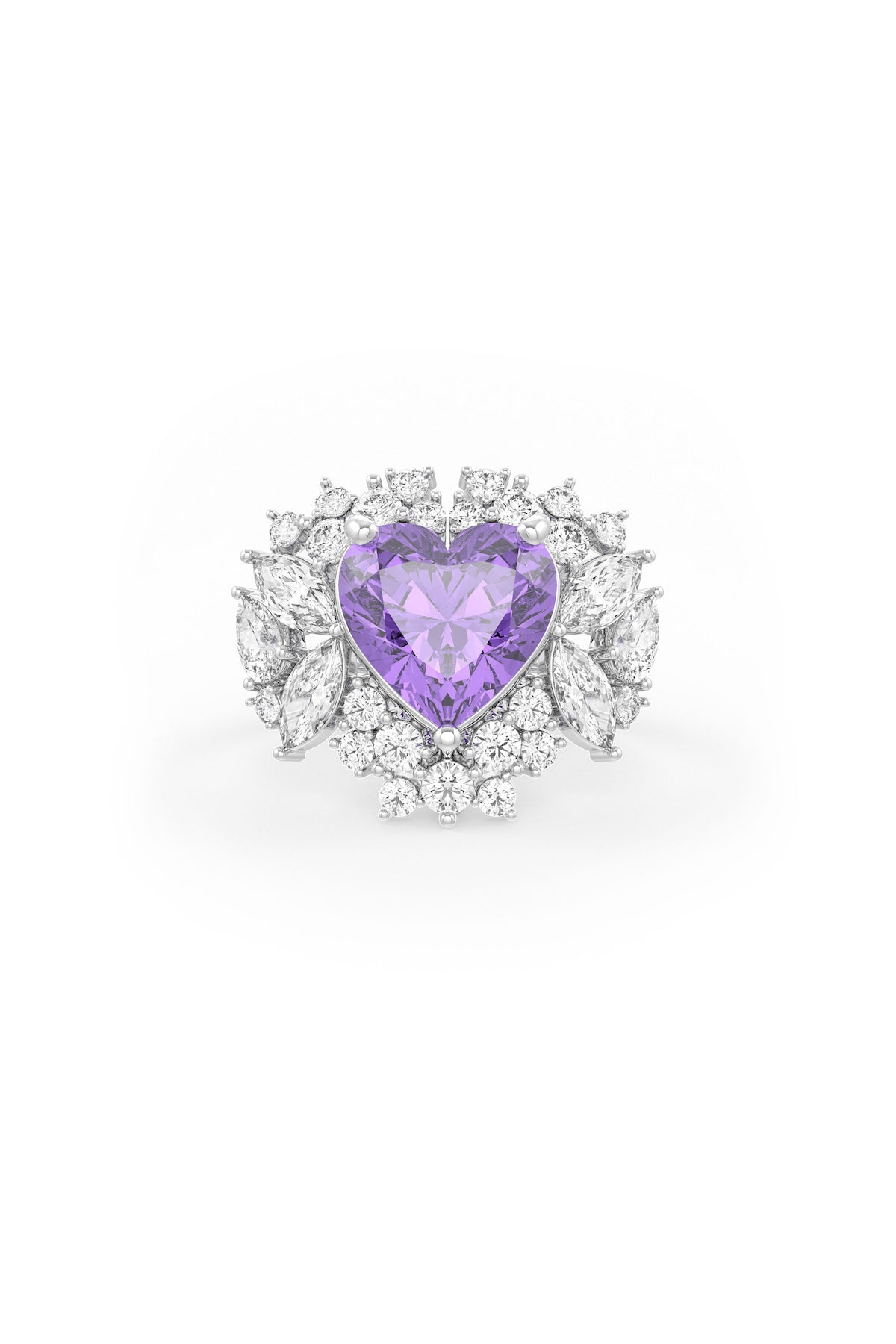 Amethyst Heartbeat Cocktail Ring