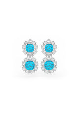 Blue Sapphire Double Cascade Studs Earrings