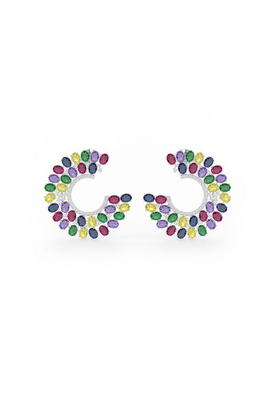 Ruby Crescent Double Layer Dangler Earrings