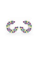 Ruby Crescent Double Layer Dangler Earrings