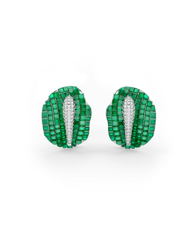 Emerald Green Budding Bloom Stud Earrings