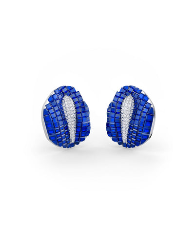 Blue Sapphire Budding Bloom Stud Earrings