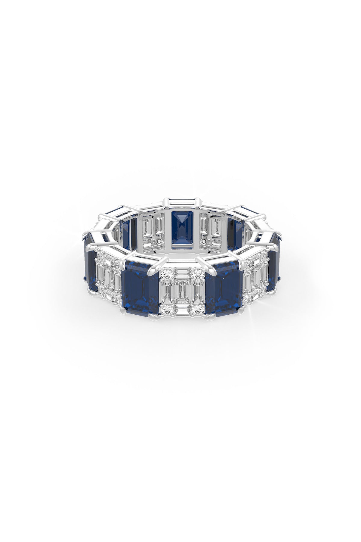 Blue Sapphire Eternity Wedding Band Ring