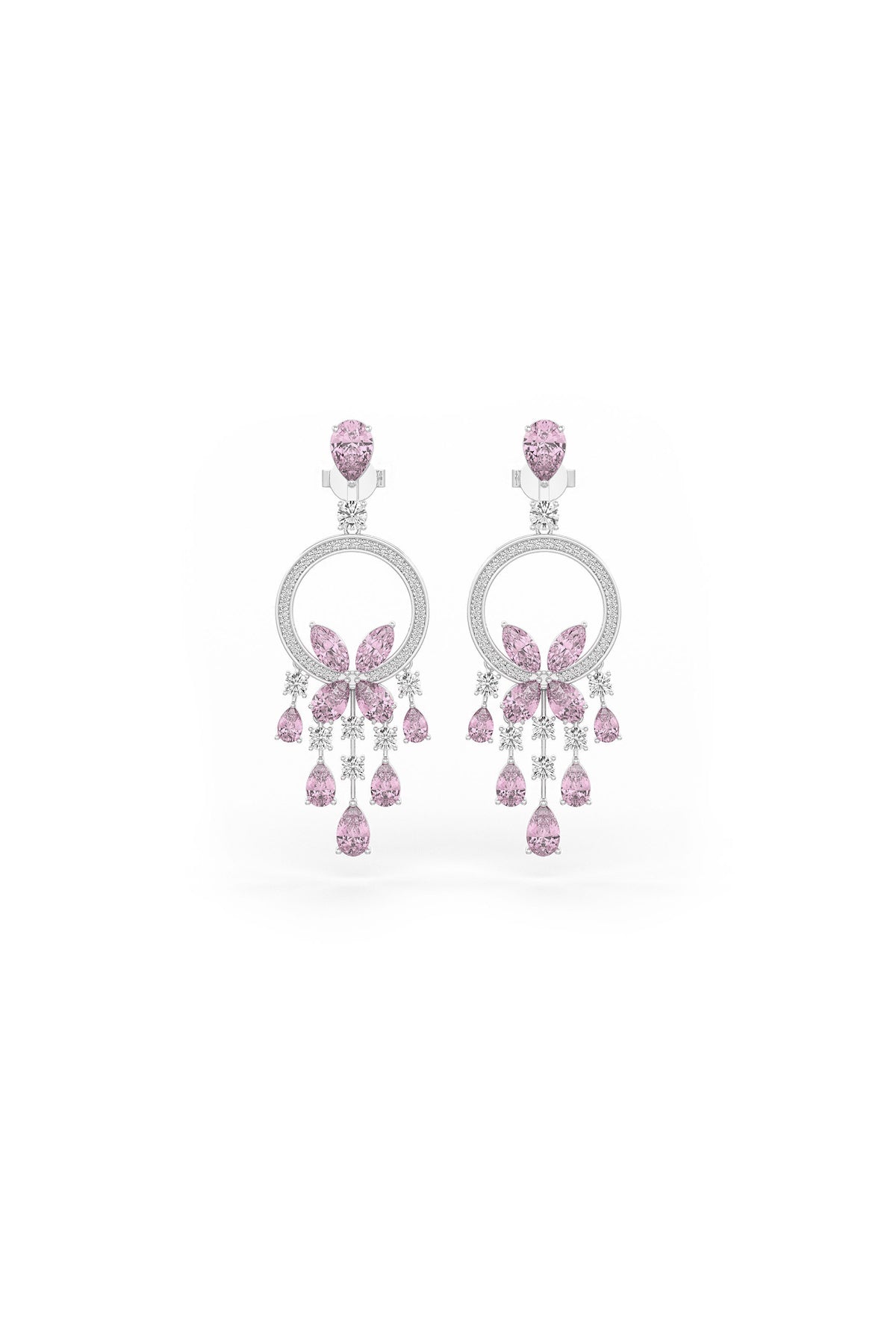 Pink Grapevine Tear Dangler Earrings