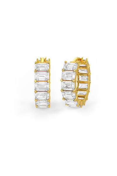 Emerald Cut Solitaire Hoop Earrings
