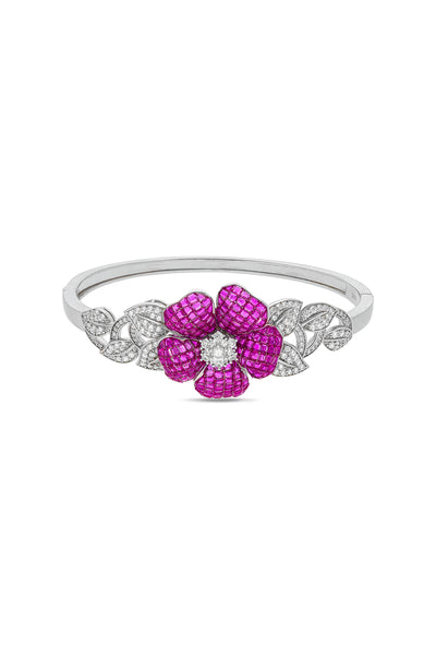Ruby Enchanted Grove Blossom Cuff Bracelet