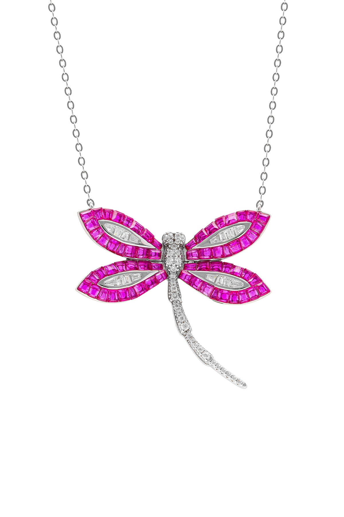 Woodland Ruby Dragonfly Pendant with Chain