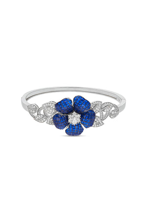 Blue Sapphire Enchanted Grove Blossom Cuff Bracelet