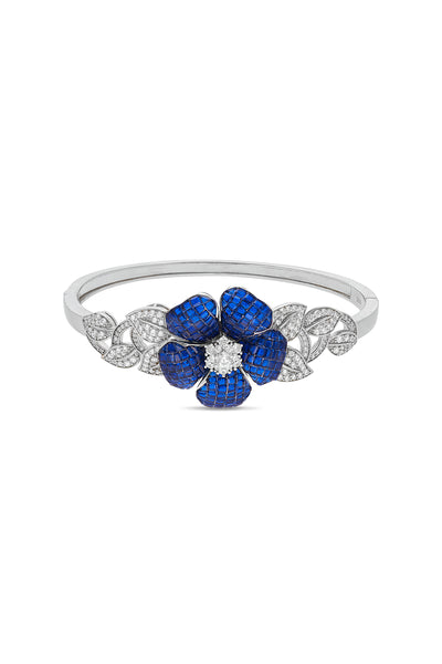 Blue Sapphire Enchanted Grove Blossom Cuff Bracelet