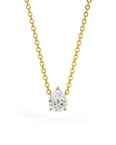 Pear Shaped Soliatire Pendant With Chain