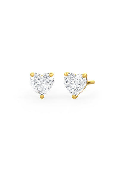 Heart Shaped Solitaire Stud Earrings