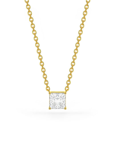 Square Shaped Solitaire Pendant With Chain