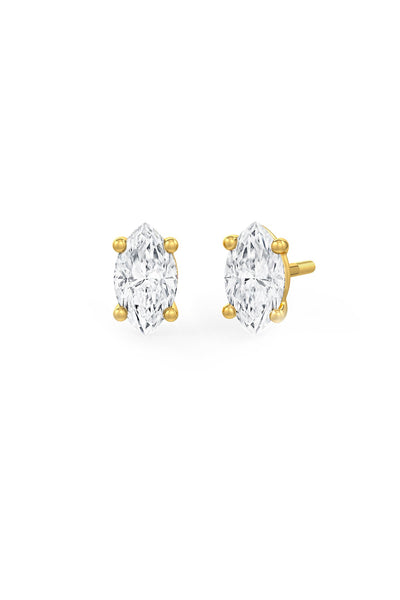 Marquise Shaped Solitaire Stud Earrings
