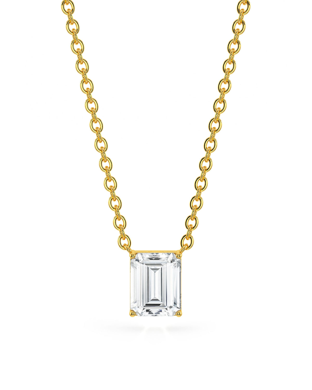 Emerald Cut Solitaire Pendant With Chain