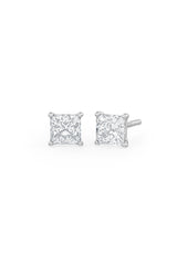 Square Shaped 6x6mm Solitaire Stud Earrings