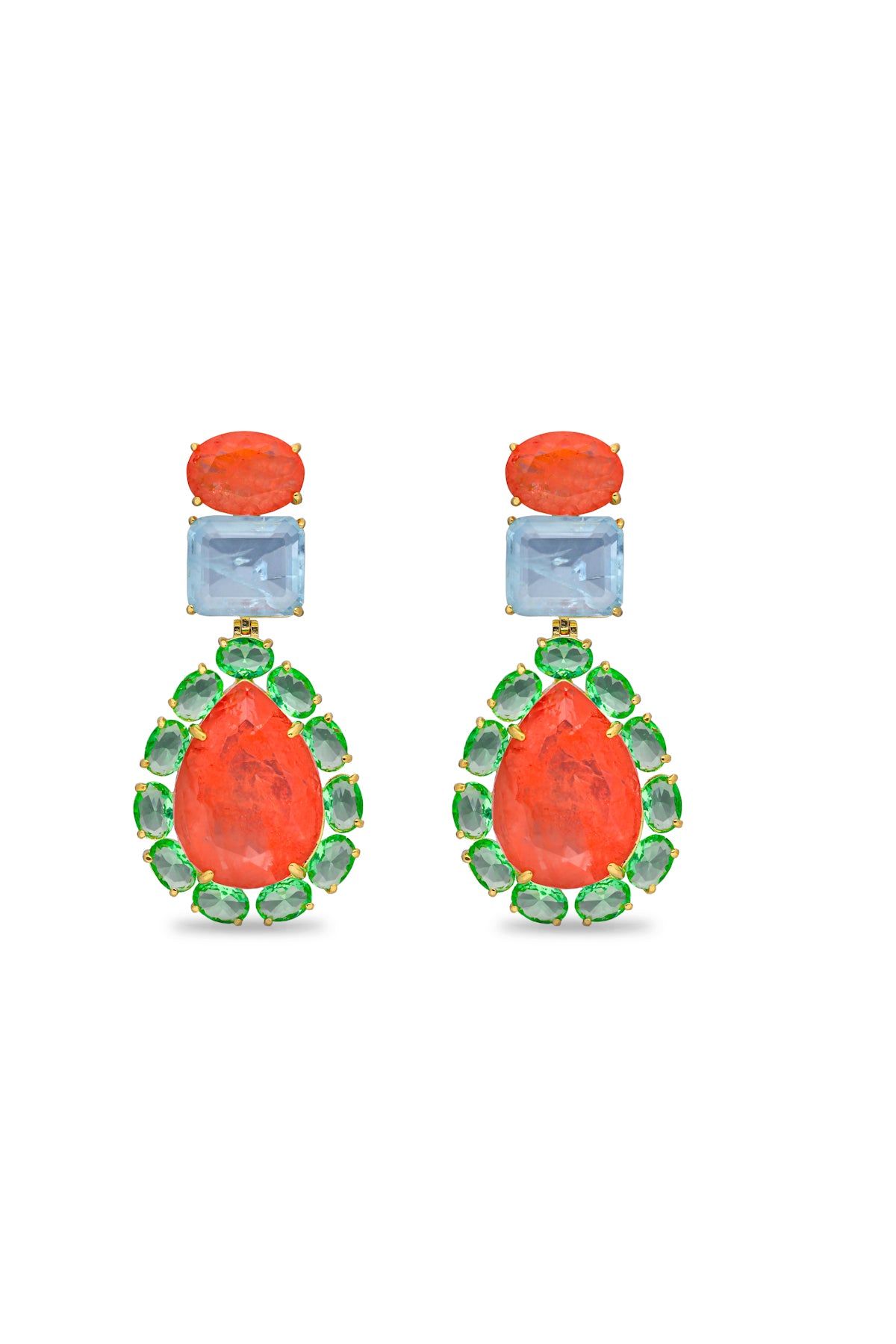 Peacock Paradise Chandelier Dangler Earrings