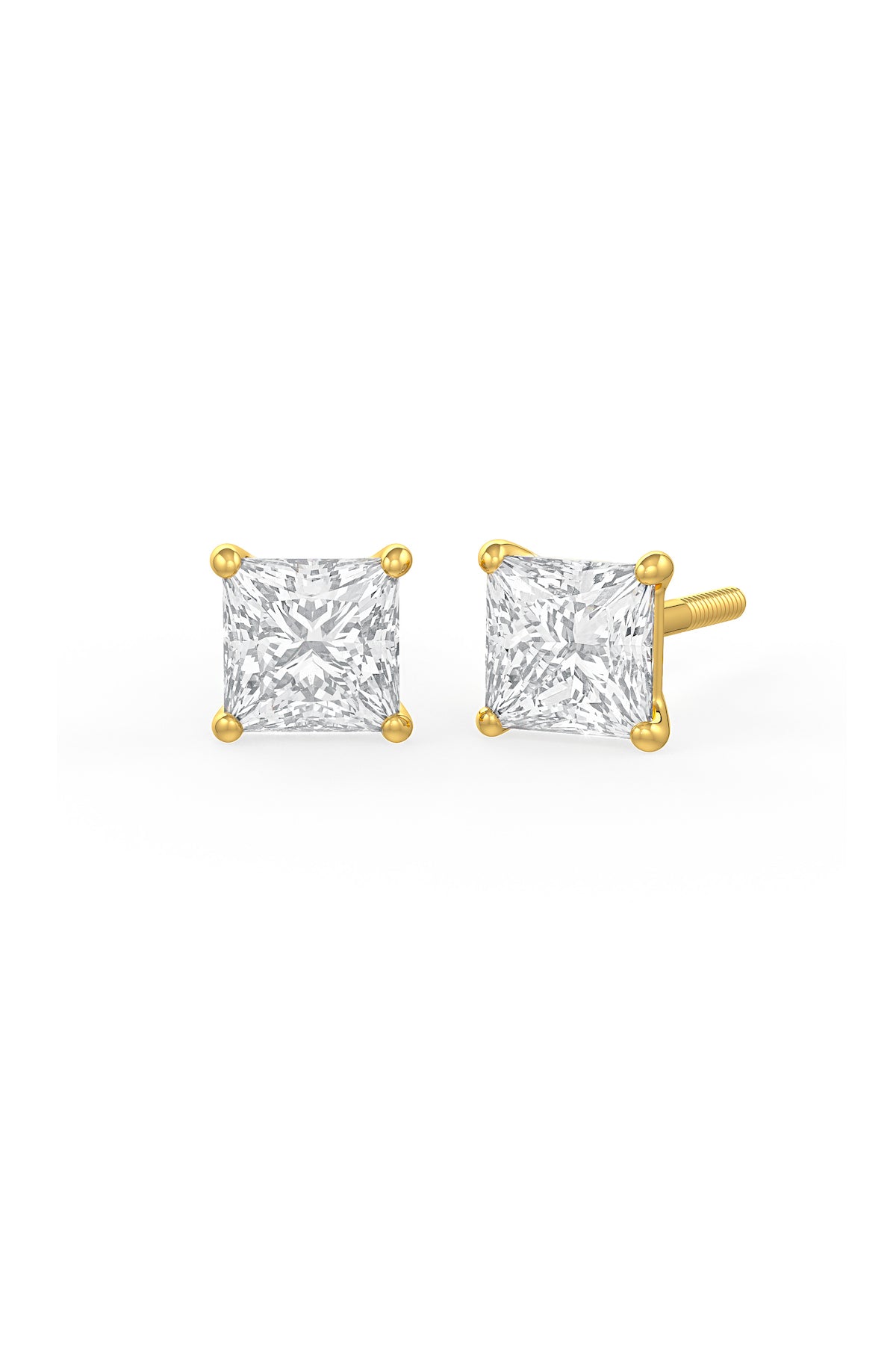 Square Shaped 8x8mm Solitaire Stud Earrings