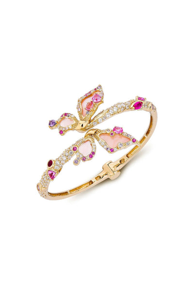 Pink Butterfly Serenade Cuff Bracelet