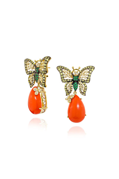 Orange Wings Dangler Earrings