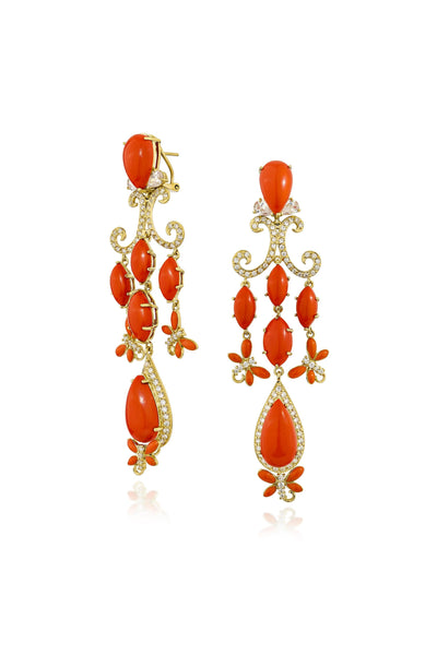 Orange Petal Chandelier Earrings