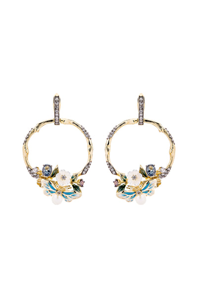 Blue Wildflower Serenade Hoop Earrings