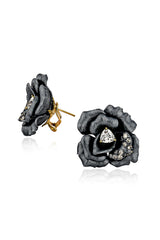 Black Vintage Rose Garden Stud Earrings
