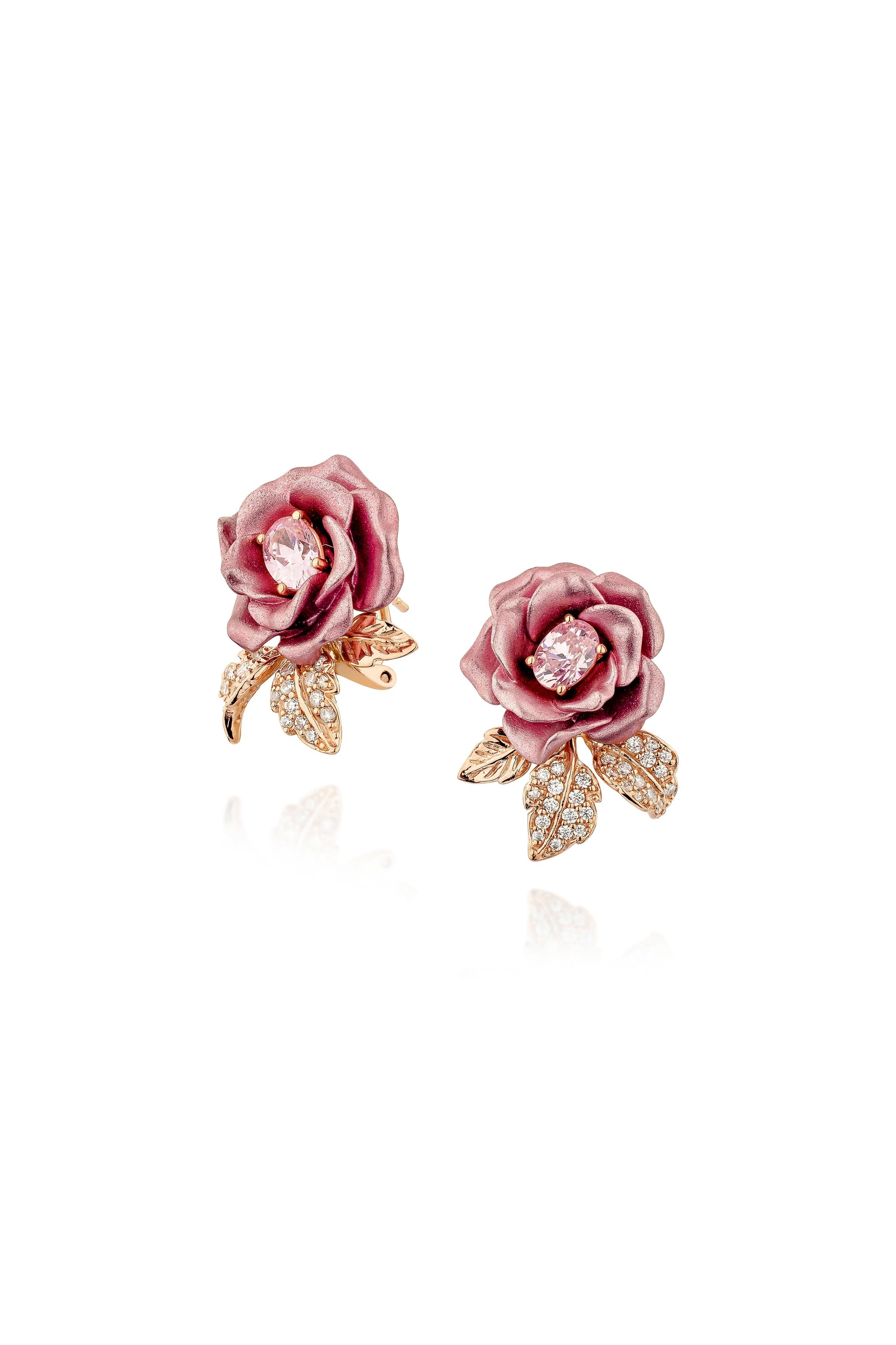 Verdant Rose Vine Stud Earrings