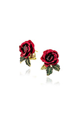 Verdant Rose Vine Stud Earrings