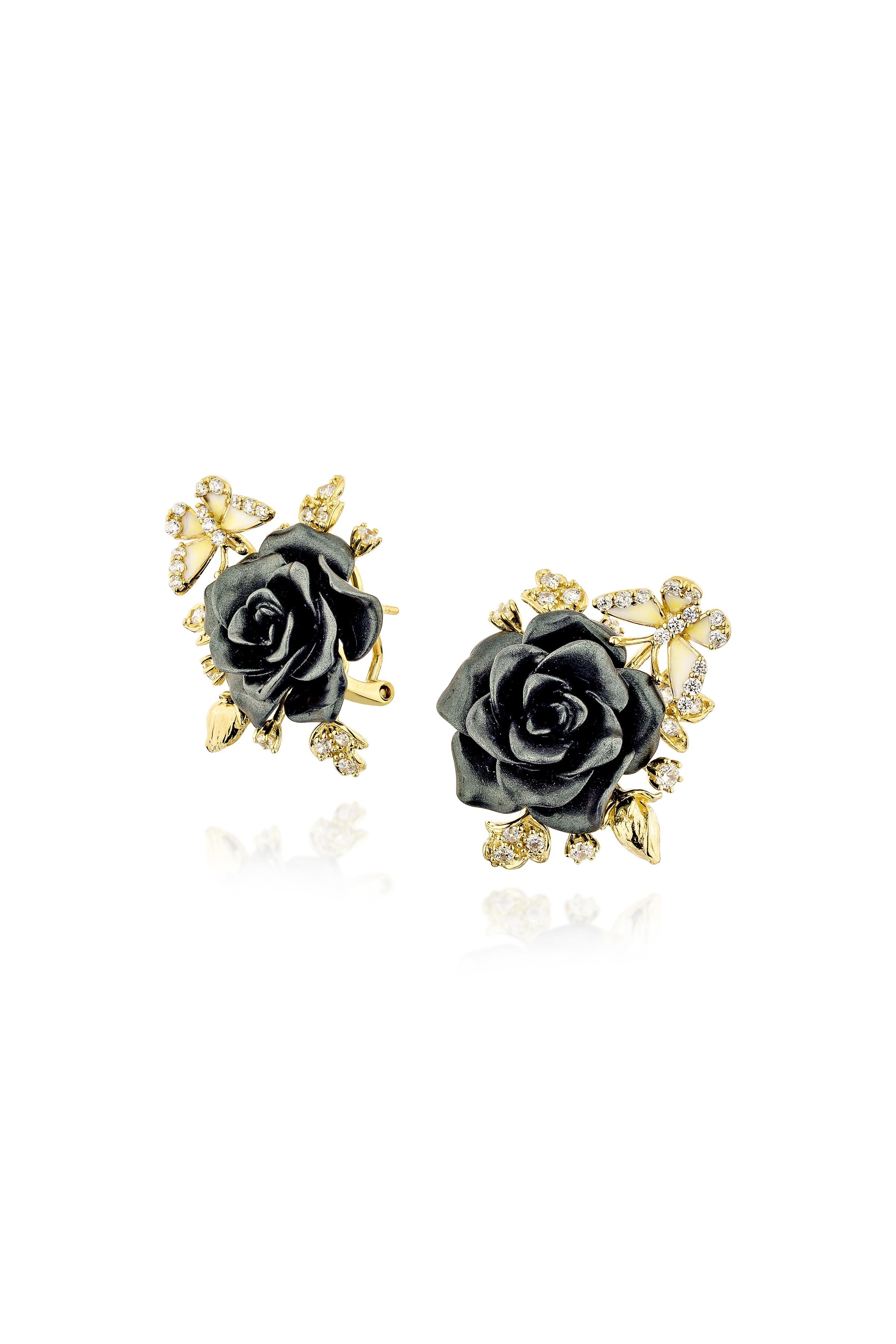 Whimsical Winged Rose Stud Earrings