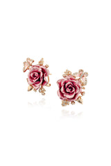 Whimsical Winged Rose Stud Earrings