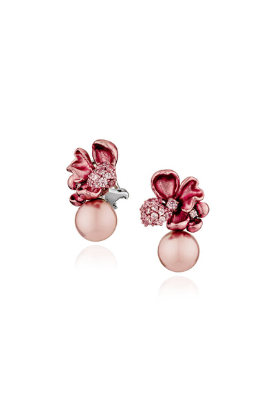 Pink Floral Bloom Stud Earrings