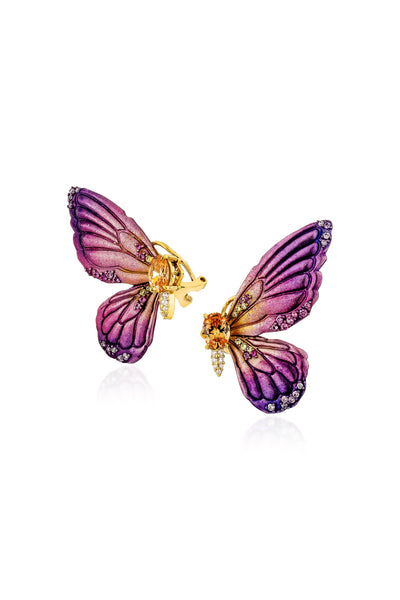 Purple Mystic Butterfly Small Wing Earrings