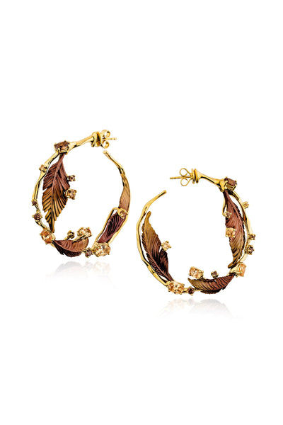 Brown Amber Cascade Hoop Earrings