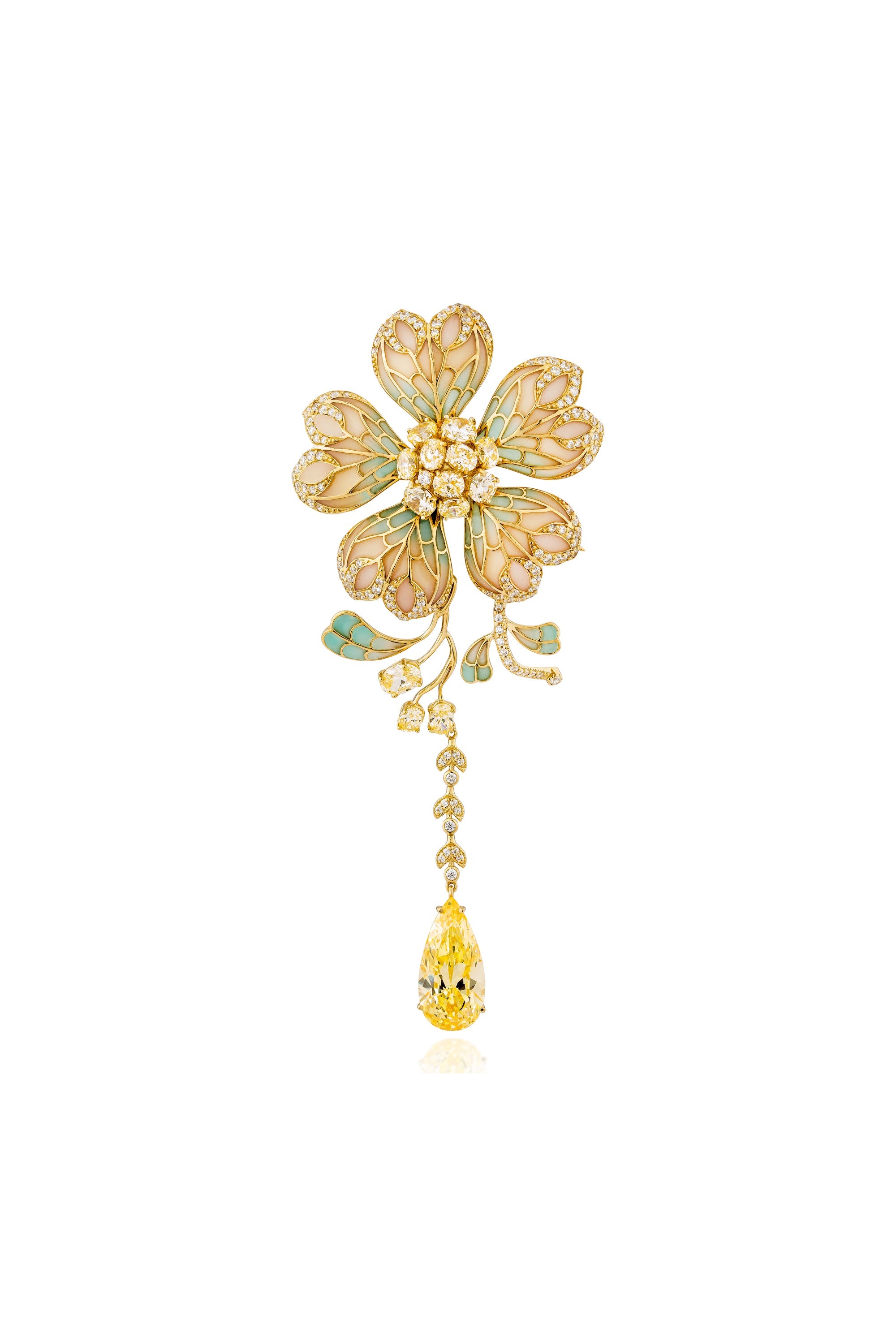 Golden Petal Cascade Brooch