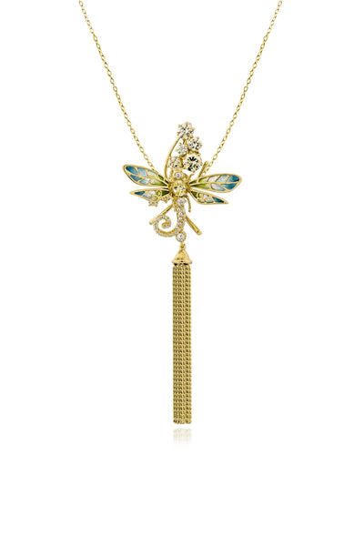 Blue Gossamer Wing Pendant With Chain