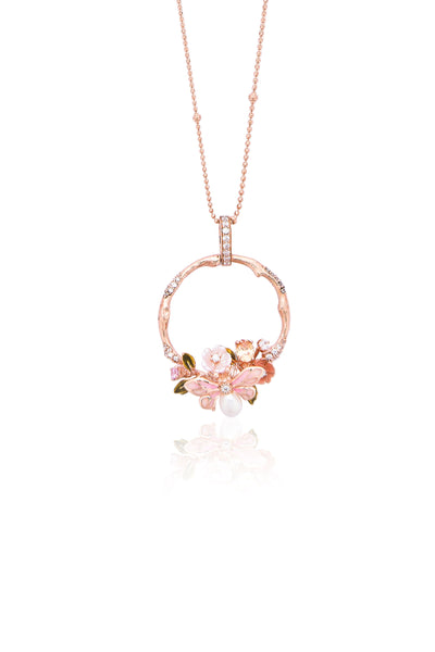 Pink Wildflower Serenade Pendant With Silver Chain