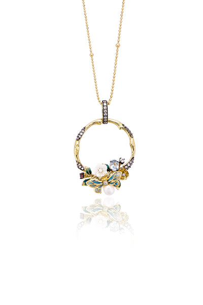 Blue Wildflower Serenade Pendant With Silver Chain
