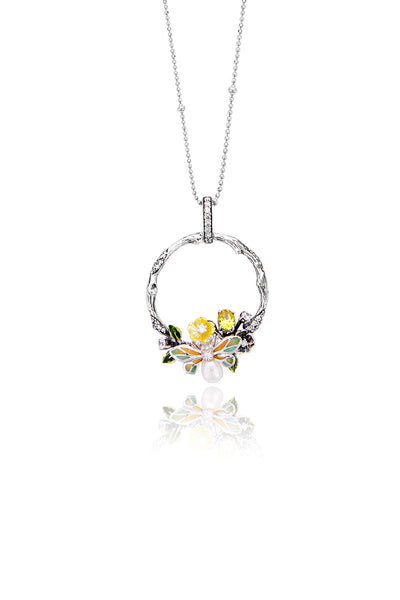 Yellow Wildflower Serenade Pendant With Silver Chain