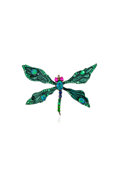 Green Starlit Dragonfly Small Statement Brooch
