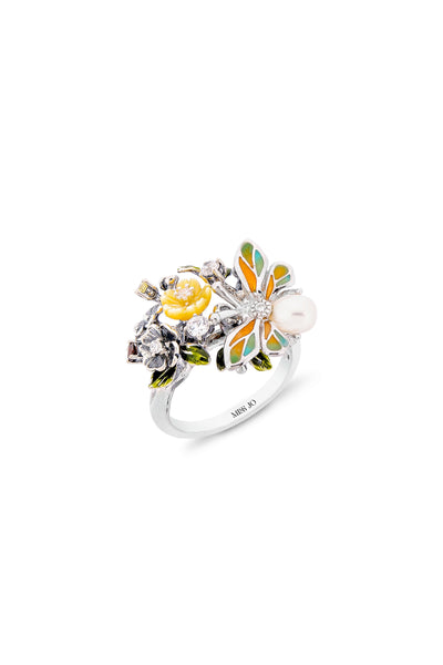 Orange Wildflower Serenade Bloom Cocktail Ring
