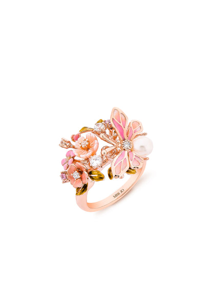 Pink Wildflower Serenade Bloom Cocktail Ring