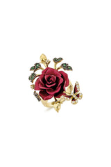 Whimsical Winged Rose Cocktail Ring