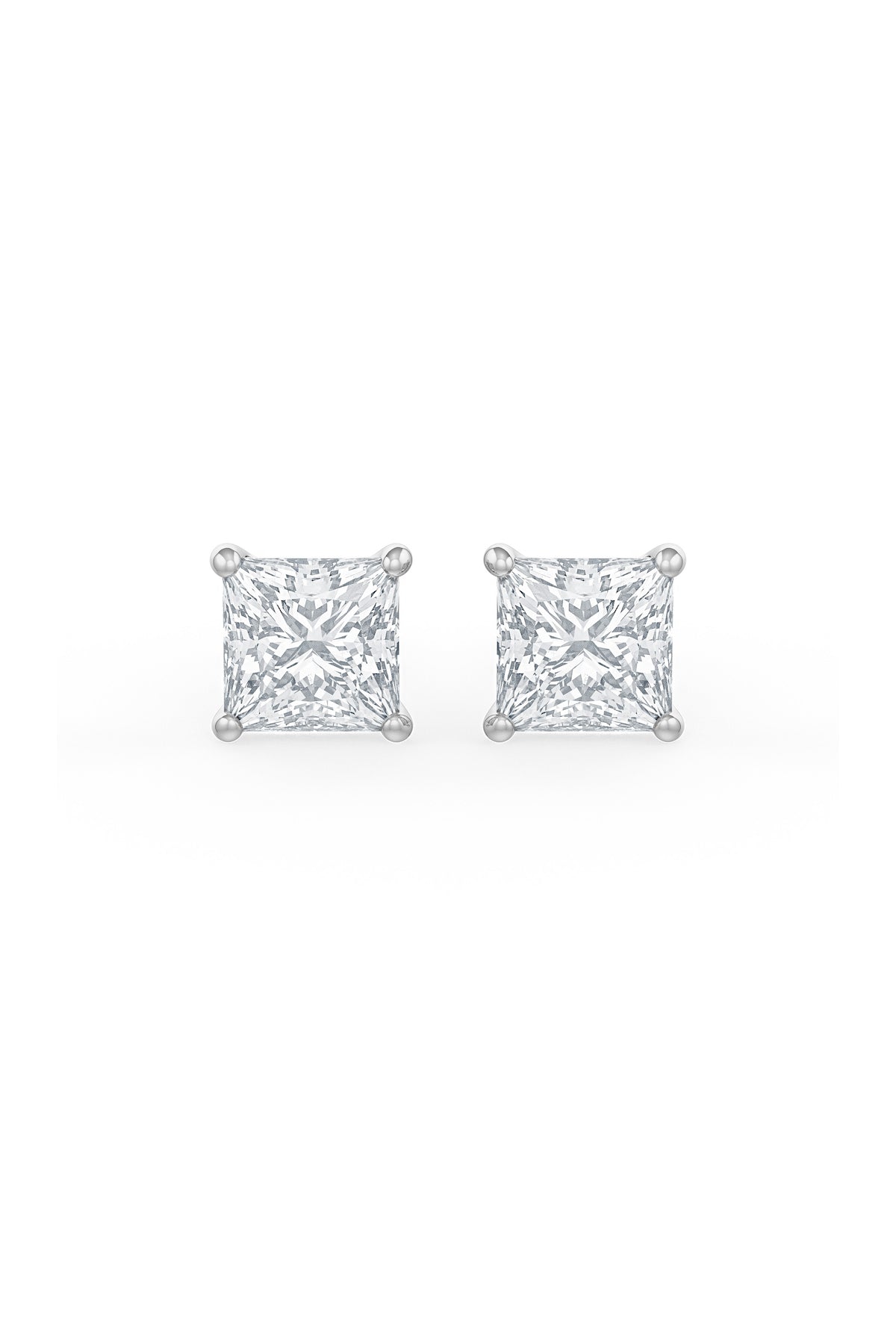 Square Shaped 8x8mm Solitaire Stud Earrings