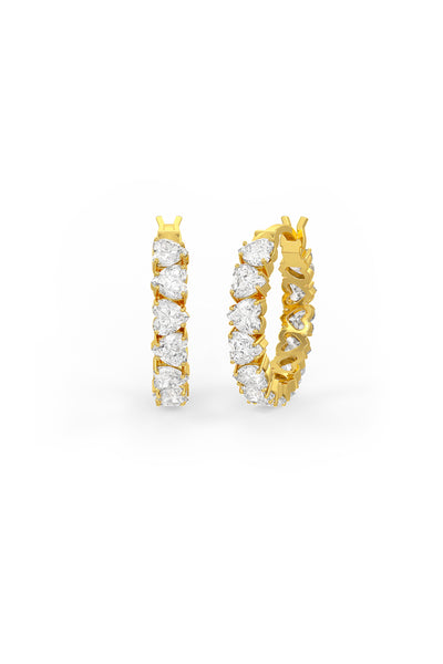 Heart Shaped Solitaire Hoop Earrings