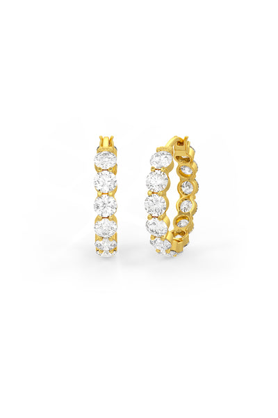 Brilliant Round Shaped Solitaire Hoop Earrings