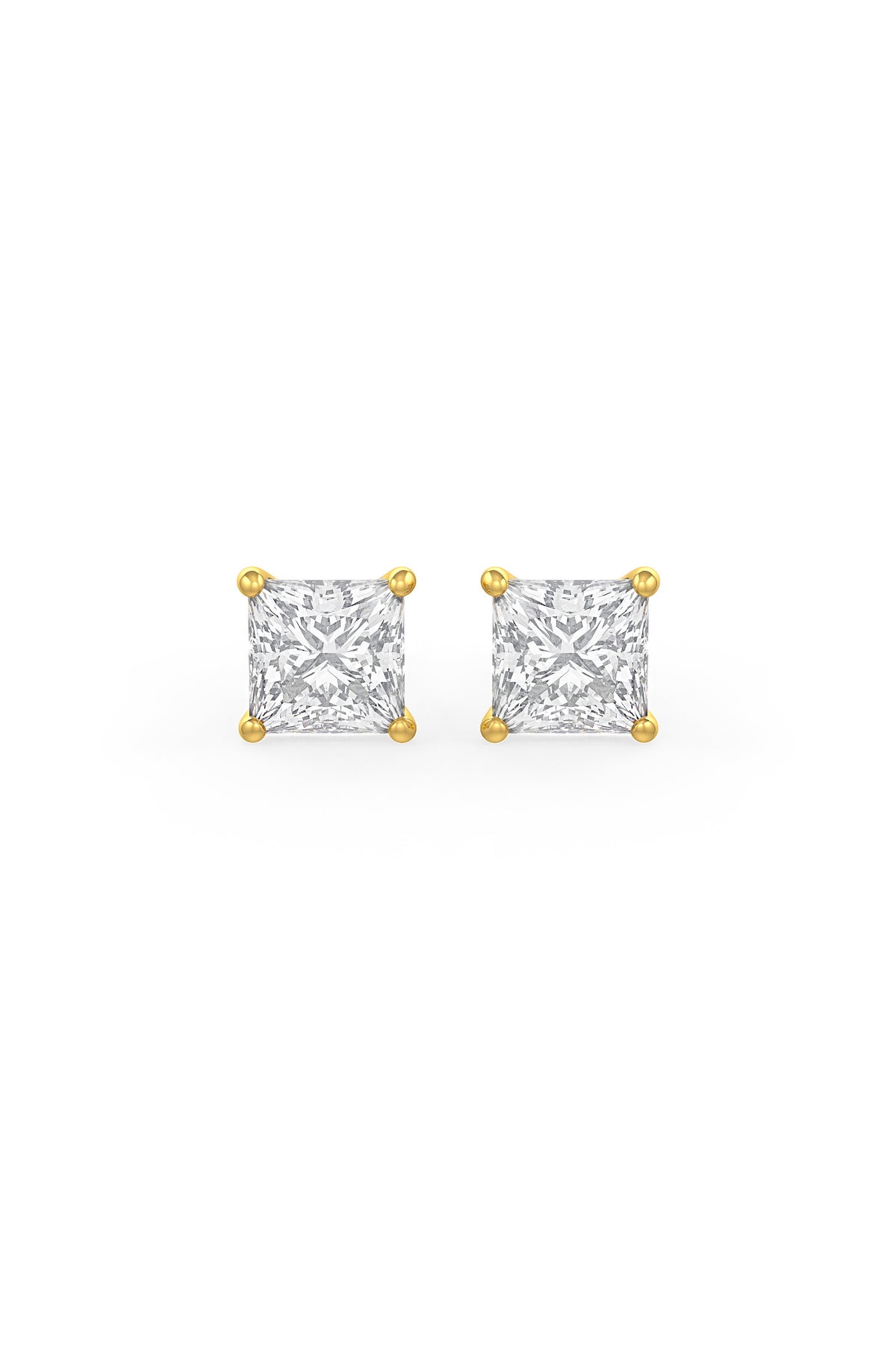 Square Shaped 6x6mm Solitaire Stud Earrings