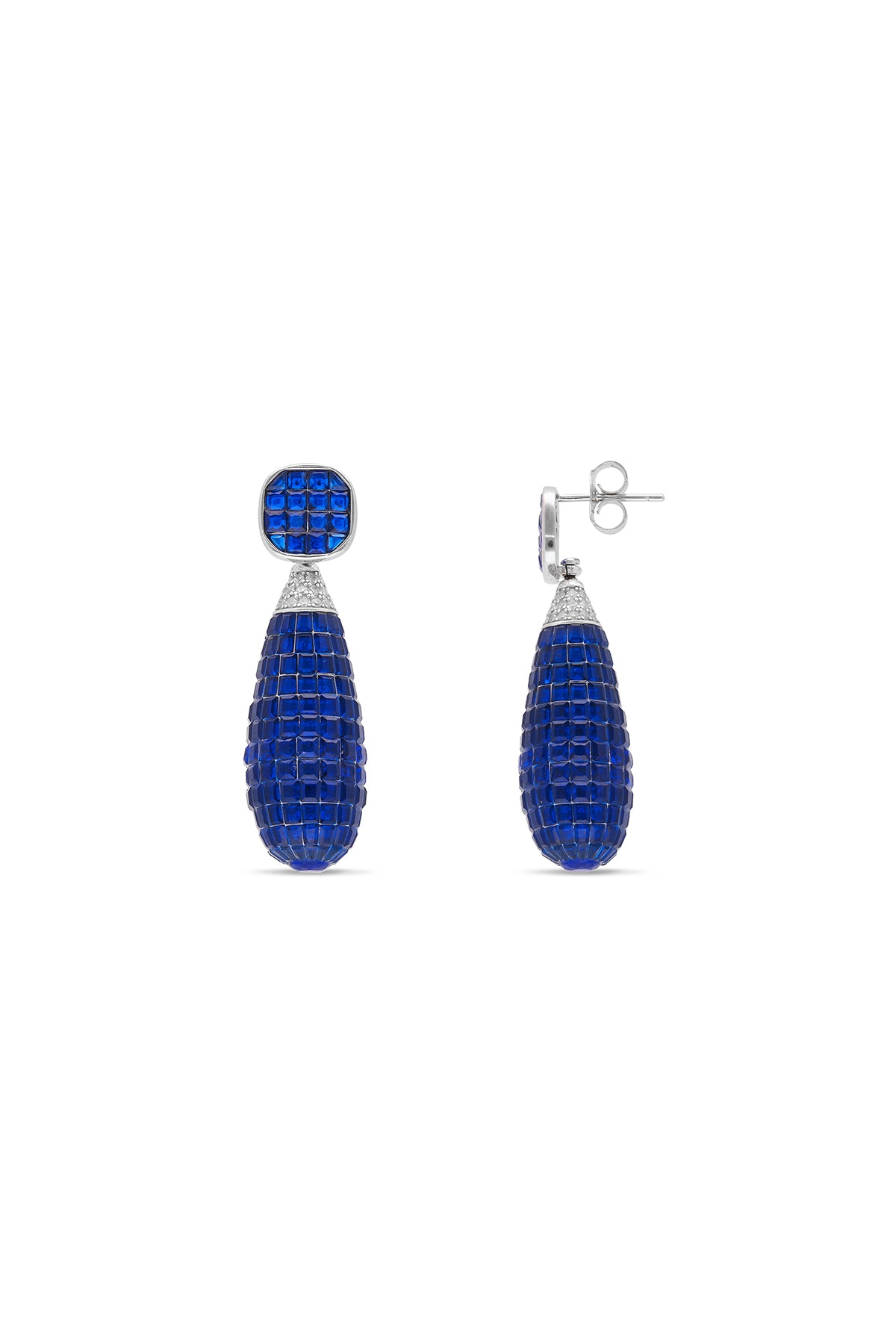 Raindrop Blue Sapphire Sparkle Earrings